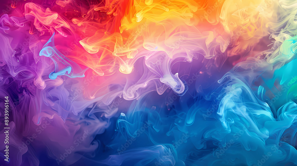 Energetic Burst of Color: Rainbow Ink Cloud Paint in Abstract Form Energetic Burst of Color: Rainbow Ink Cloud Paint in Abstract Form