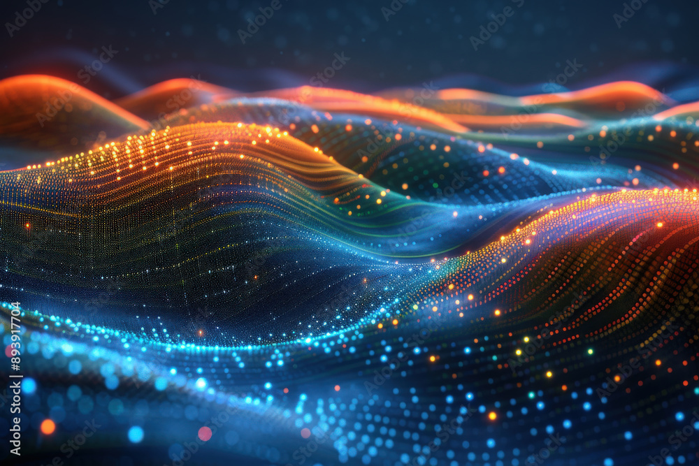 Fototapeta premium Digital Waves of Light at Night