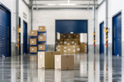 Modern Storage Unit with Organized Boxes and Clean Aisles