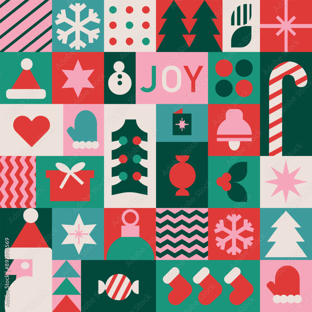 Geometric Christmas elements seamless pattern. Pink design for Christmas and new year celebration. Geometric Christmas elements seamless pattern. Pink design for Christmas and new year celebration.