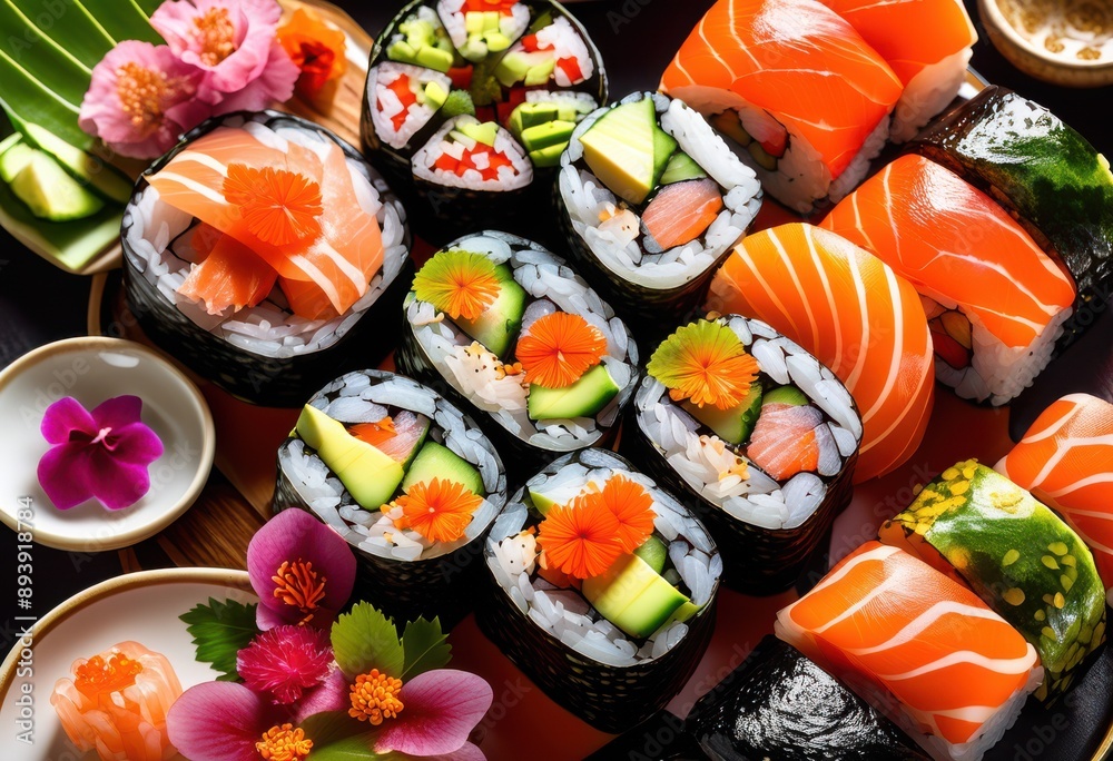 vibrant sushi rolls served soy sauce japanese cuisine concept, colorful, plate, food, meal, delicious, traditional, asian, assortment, fresh, raw, fish, rice vibrant sushi rolls served soy sauce japanese cuisine concept, colorful, plate, food, meal, delicious, traditional, asian, assortment, fresh, raw, fish, rice