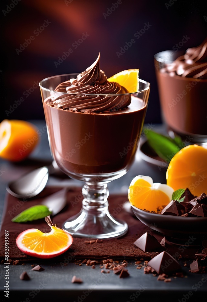 decadent chocolate mousse served elegant glass rich texture smooth finish garnished whipped cream chocolate shavings, dessert, richness, sweet, indulgence decadent chocolate mousse served elegant glass rich texture smooth finish garnished whipped cream chocolate shavings, dessert, richness, sweet, indulgence