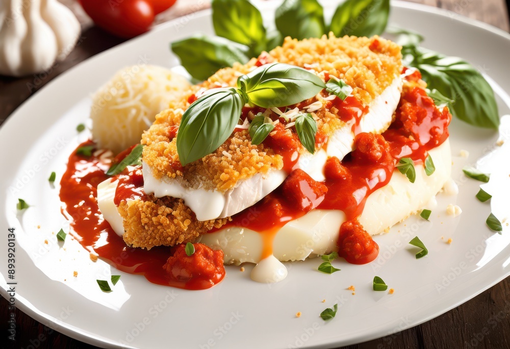 delicious savory chicken parmesan crispy rich marinara melted cheese served plate, breadcrumbs, dish, meal, dinner, recipe, food, italian, cuisine, garnish delicious savory chicken parmesan crispy rich marinara melted cheese served plate, breadcrumbs, dish, meal, dinner, recipe, food, italian, cuisine, garnish