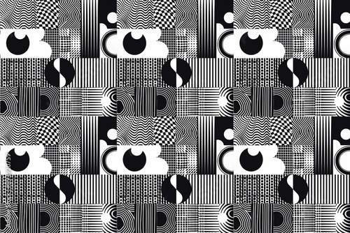 Wallpaper Mural Monochromatic abstract geometric pattern with a modern minimalist design in black and white tones Torontodigital.ca