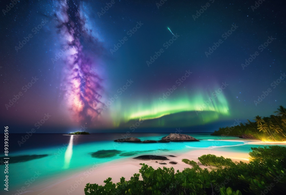 majestic celestial bodies illuminating remote island paradise, astronomy, beach, beauty, body, cosmic, discovery, enchanted, ethereal, exploration majestic celestial bodies illuminating remote island paradise, astronomy, beach, beauty, body, cosmic, discovery, enchanted, ethereal, exploration
