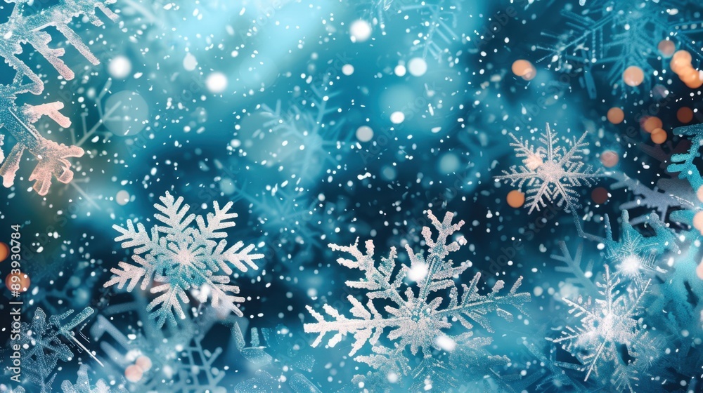 A festive and snowy winter scene with falling snowflakes and twinkling stars in the night sky. A festive and snowy winter scene with falling snowflakes and twinkling stars in the night sky.