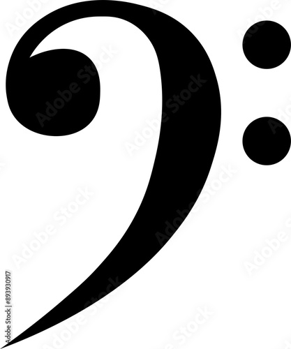 Monochrome Musical Note Symbol Bass Clef | Isolated PNG