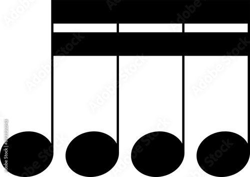 Monochrome Musical Note Symbol Sixteenth Note Semiquavers Quarter Beats | Isolated PNG