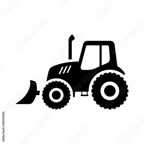 Farm tractor icon. Black silhouette. Side view. Vector simple flat graphic illustration. Isolated object on a white background. Isolate.