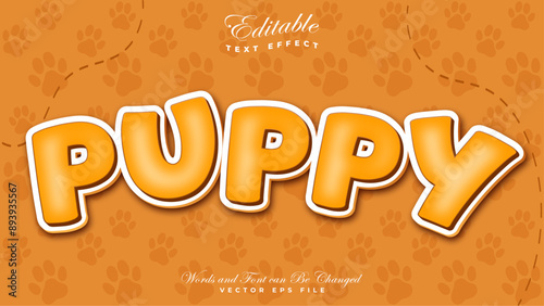 3d Bold Editable text effect style - Puppy word theme.