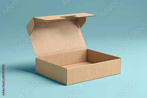 Concept design for an open-top cardboard mailing box for postage purposes photo