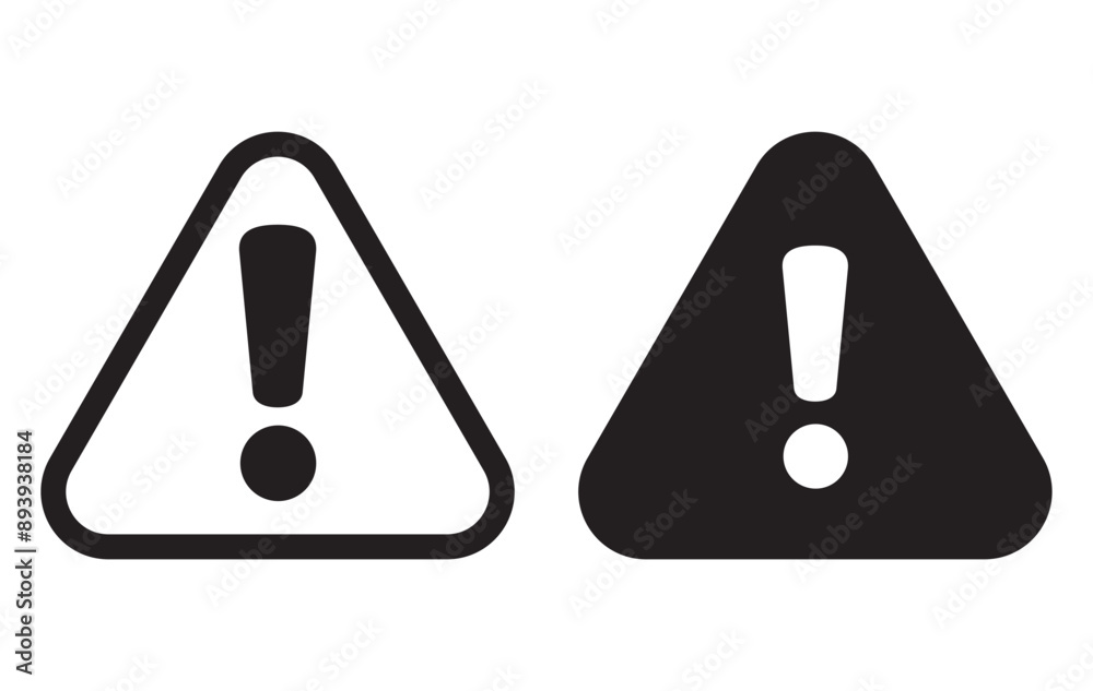 Alert icon. Warning sign and symbol. Exclamation mark in triangle. Alert icon. Warning sign and symbol. Exclamation mark in triangle.