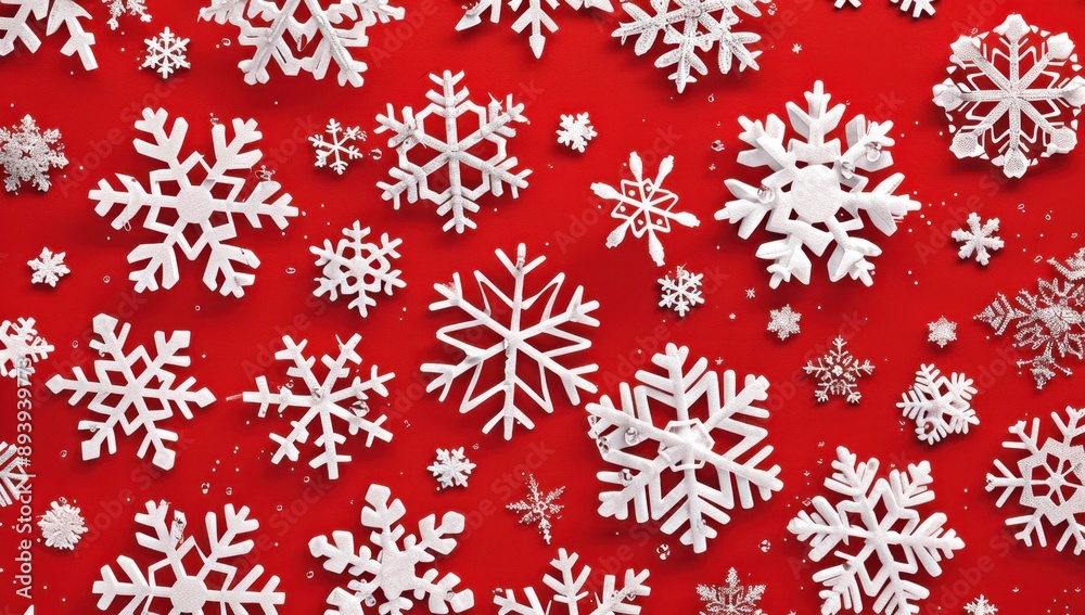Red background with snowflakes Generative AI Red background with snowflakes Generative AI
