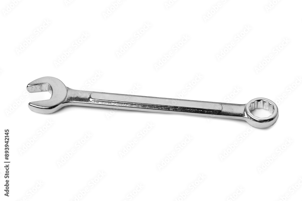Llave de tubo sobre un fondo blanco aislado. Vista superior y de cerca. Copy space Llave de tubo sobre un fondo blanco aislado. Vista superior y de cerca. Copy space