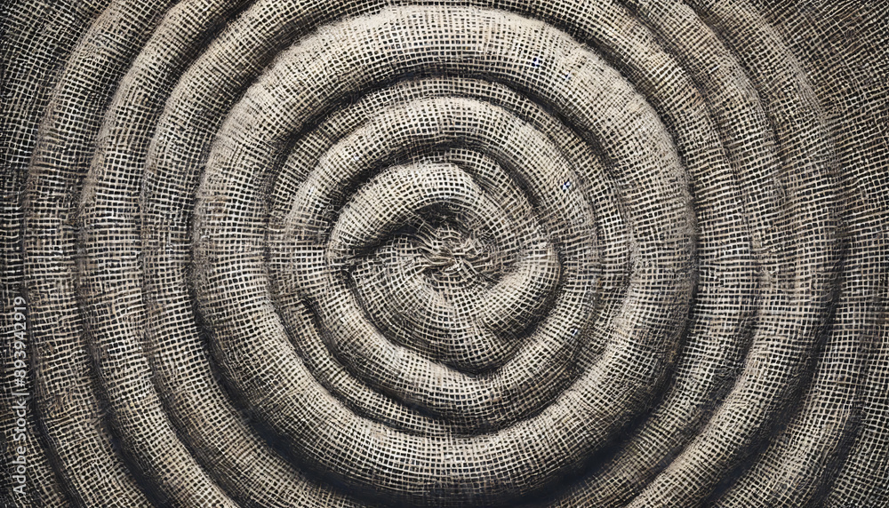 Spiral Patterned Burlap Fabric Close-Up