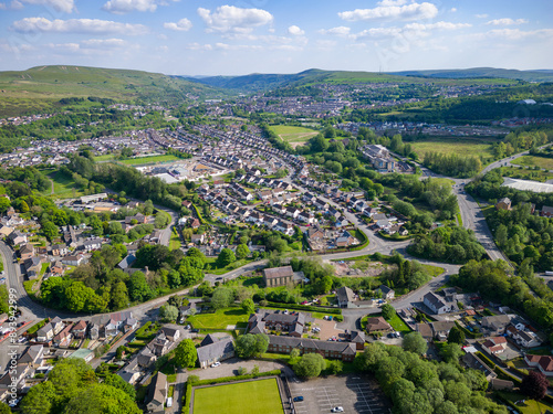 Obraz na płótnie Aerial view of the Welsh Valleys town of Ebbw Vale w salonie