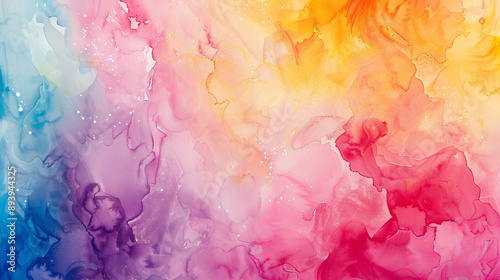 Abstract watercolor background with vibrant, fluid colors blending together. The design features smooth transitions and soft edges, creating a dynamic and artistic visual effect.