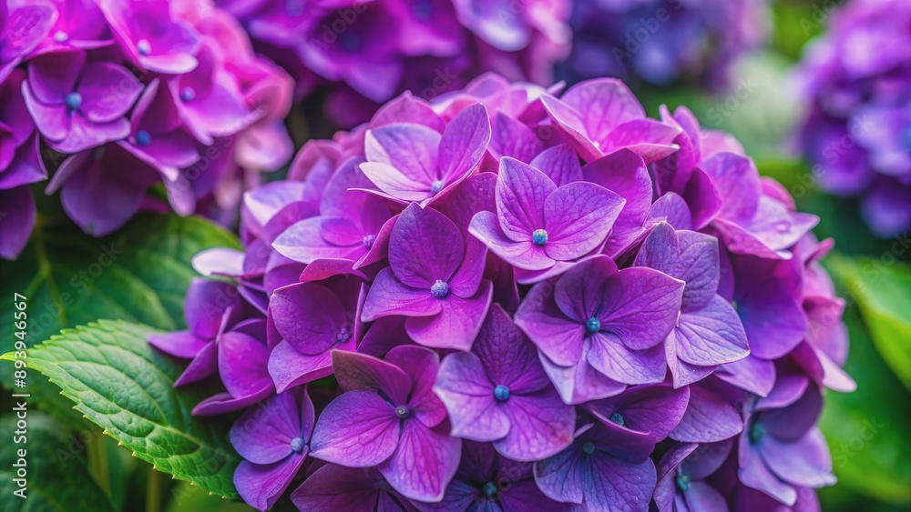 Close-up shot of vibrant purple hydrangea flowers in full bloom, hydrangea, flowers, purple, garden, nature, blooms, close-up Close-up shot of vibrant purple hydrangea flowers in full bloom, hydrangea, flowers, purple, garden, nature, blooms, close-up