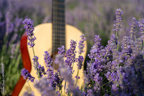 Guitar in a lavender field