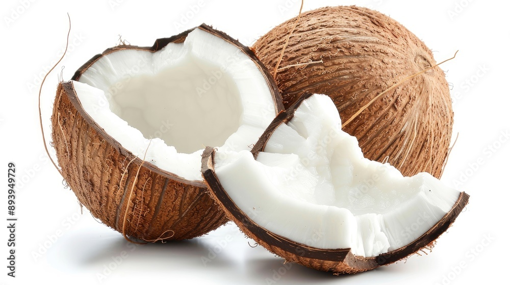 Fresh coconut on a white background Fresh coconut on a white background
