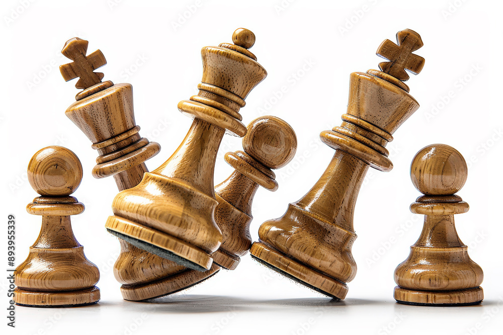 Fototapeta premium Fallen Chess Pieces in Dramatic Lighting