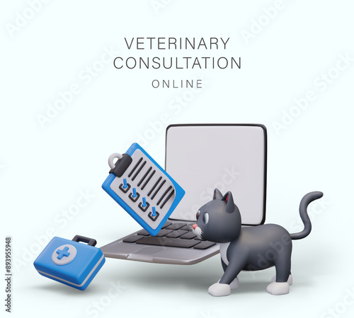 Advertising of veterinary services website. Online consultation of specialist