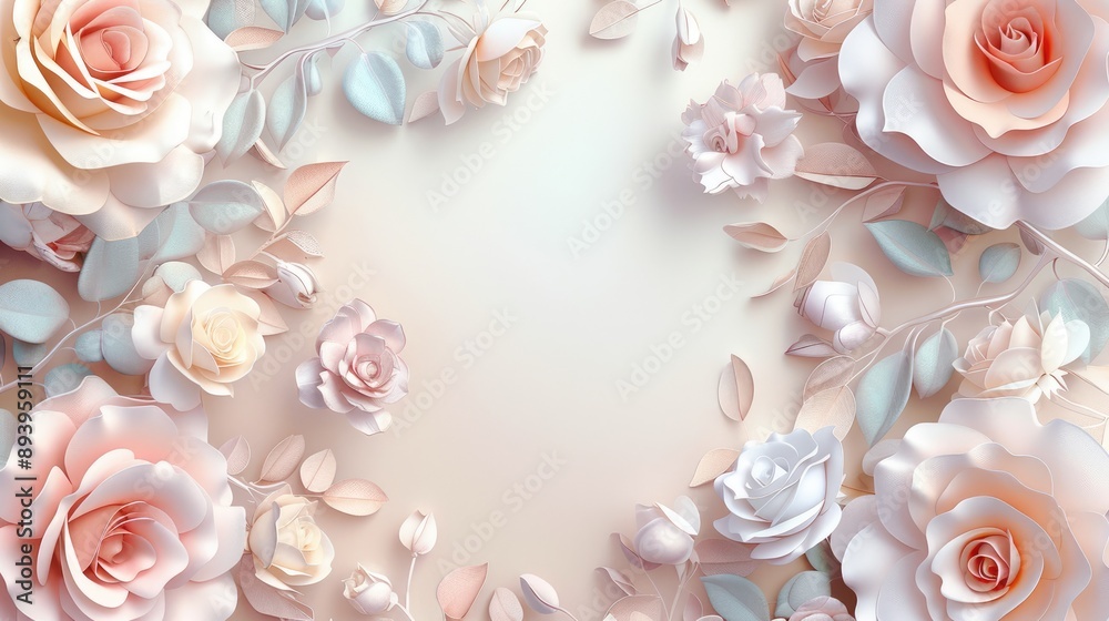Pastel Floral Background with Roses for Wedding Decor Pastel Floral Background with Roses for Wedding Decor