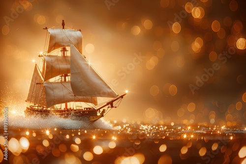 Enchanting Sailing Ship at Sunset