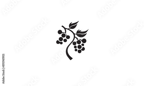 grapes fruit line art logo black simple on white background
