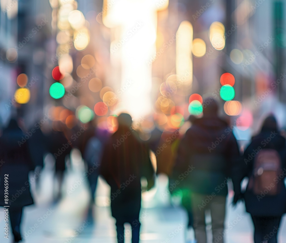 A group of people walking down a busy city street. AI. A group of people walking down a busy city street. AI.
