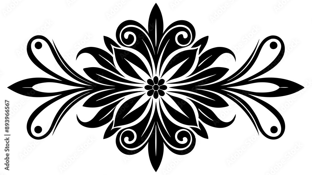 graphic with a black elegant plant ornament on an isolated background graphic with a black elegant plant ornament on an isolated background