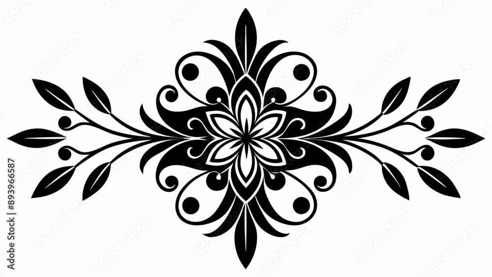 graphic with a black elegant plant ornament on an isolated background graphic with a black elegant plant ornament on an isolated background