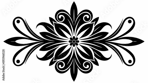 graphic with a black elegant plant ornament on an isolated background