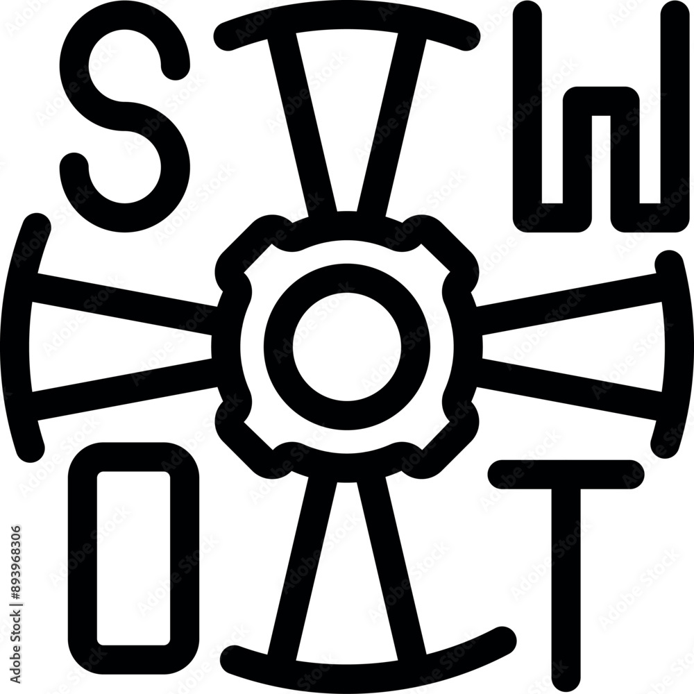 This icon represents a swot analysis, a strategic planning tool used to identify strengths, weaknesses, opportunities, and threats This icon represents a swot analysis, a strategic planning tool used to identify strengths, weaknesses, opportunities, and threats