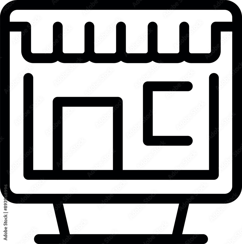 Simple icon of an online shop building displayed on a computer screen Simple icon of an online shop building displayed on a computer screen