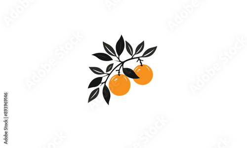 orange branches fruit logo black simple flat icon