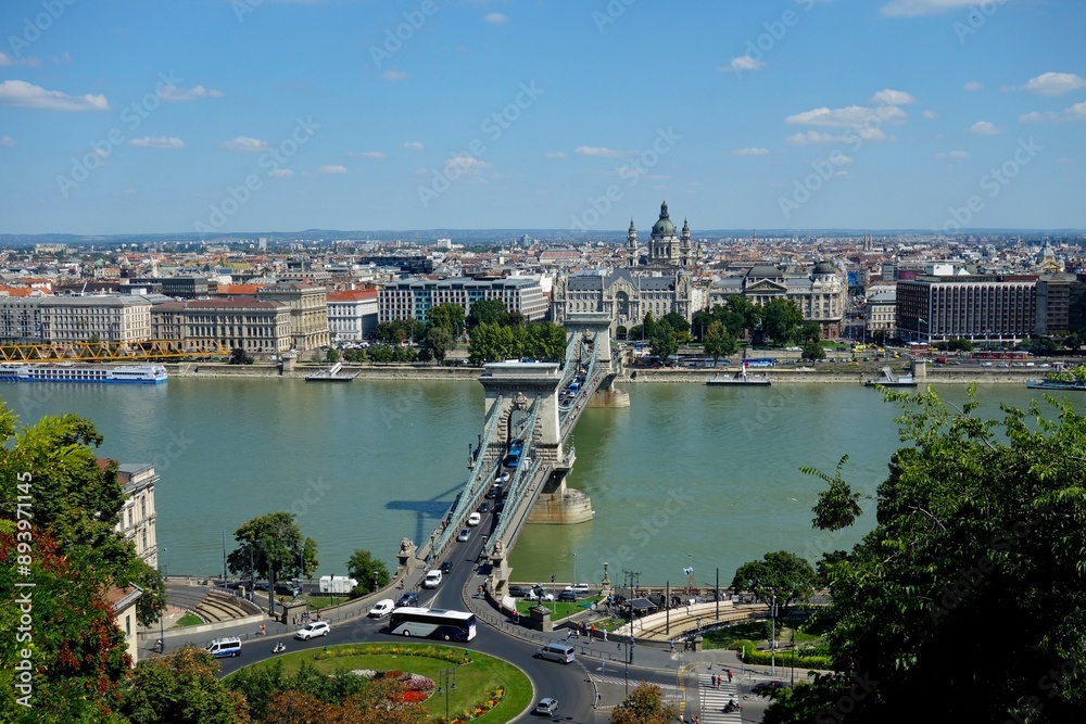 Fototapeta premium Budapest, Hungary's capital city, sits on the Danube River in Eastern Europe