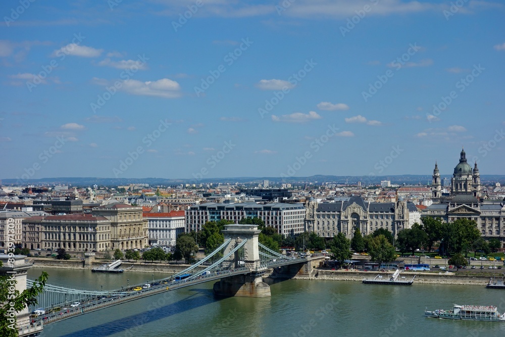 Fototapeta premium Budapest, Hungary's capital city, sits on the Danube River in Eastern Europe