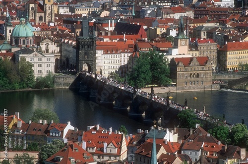 Canvas Print Aerial View Of Charles Bridge, Prague, Czech Republic