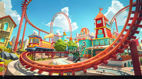 Artistic Style Cartoon Style Roller Coaster Aspect 16:9