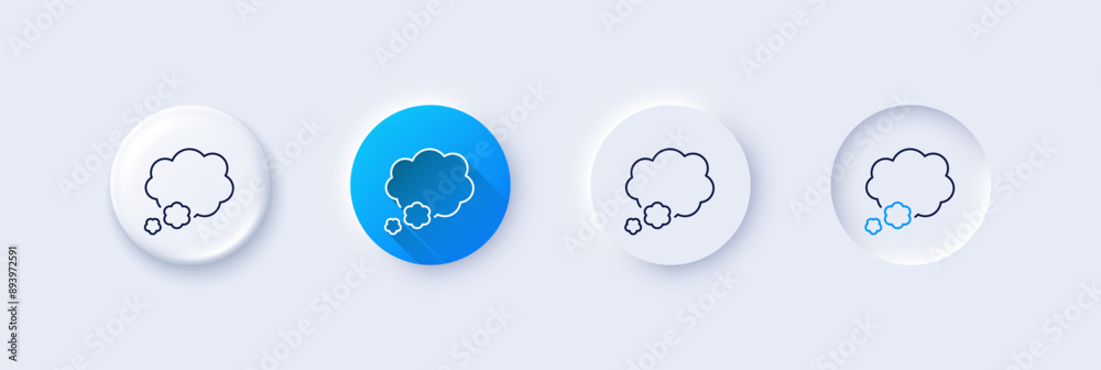 Talk bubble line icon. Neumorphic, Blue gradient, 3d pin buttons. Speech bubble sign. Chat message symbol. Line icons. Neumorphic buttons with outline signs. Vector Talk bubble line icon. Neumorphic, Blue gradient, 3d pin buttons. Speech bubble sign. Chat message symbol. Line icons. Neumorphic buttons with outline signs. Vector