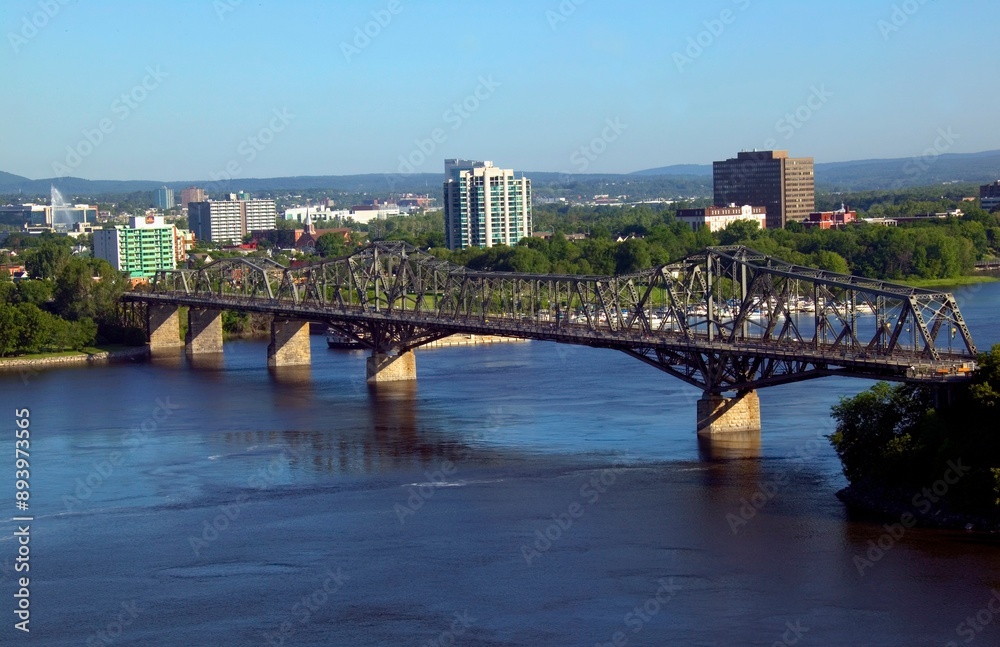 Obraz premium Bridge Over River And City Landscape