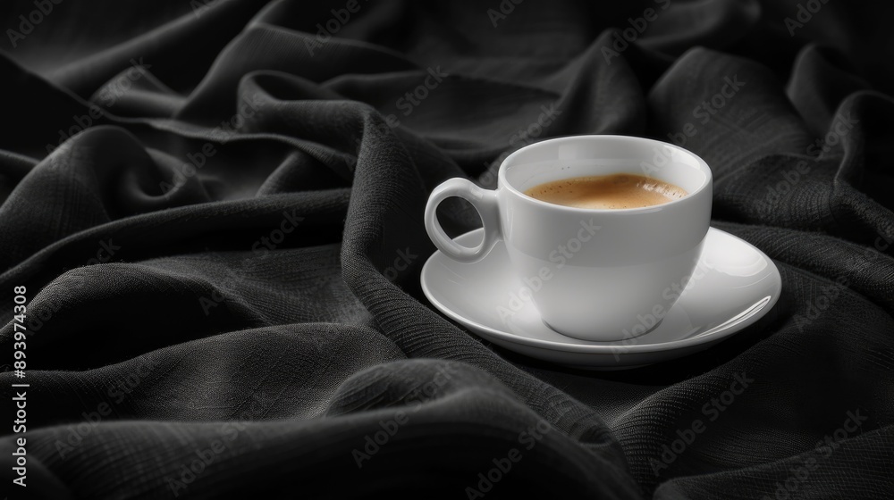 Obraz premium Coffee cup on dark cloth