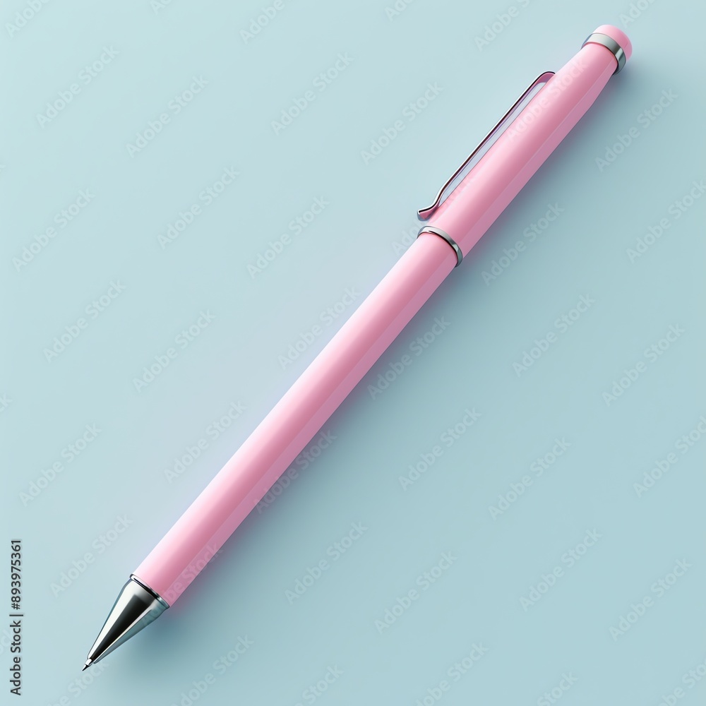 Pink mechanical pencil isolated on a blue background.