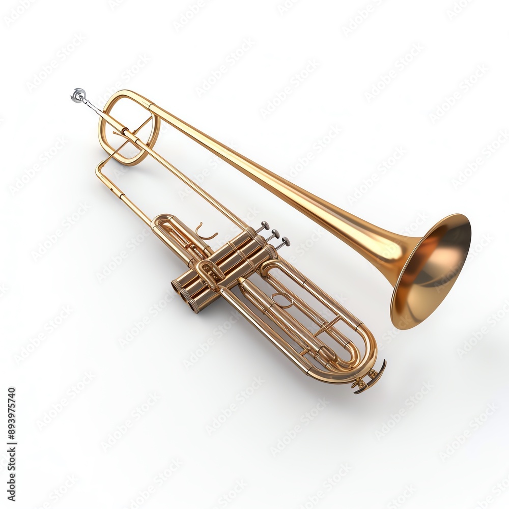 Obraz premium Golden trumpet isolated on white background.