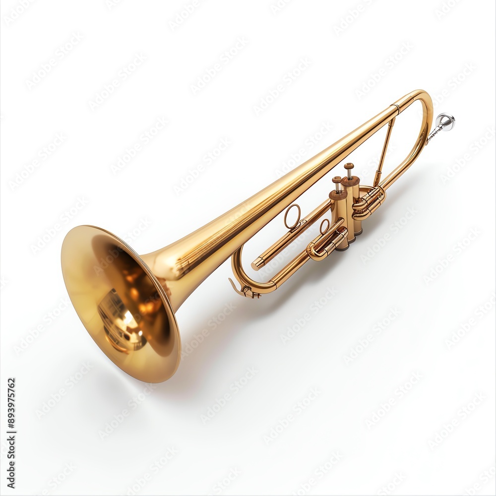 Obraz premium Golden trumpet isolated on white background.