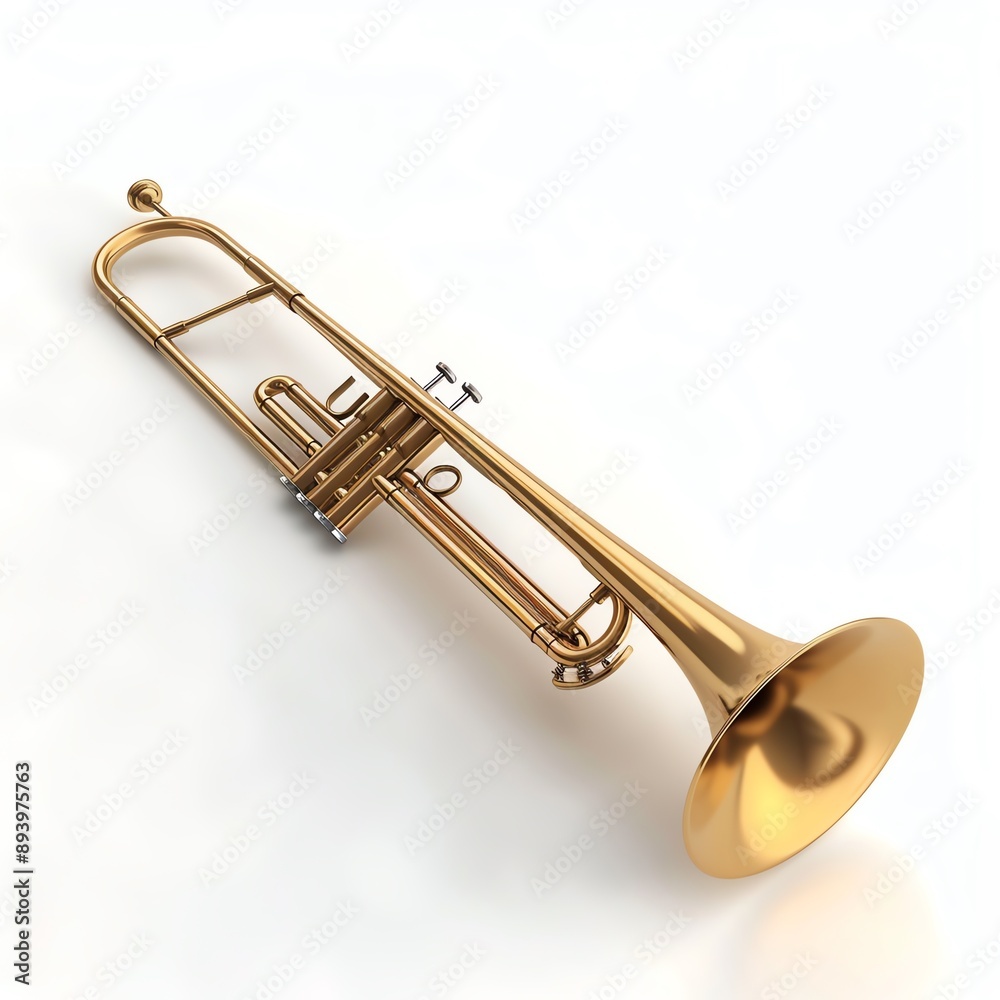 Obraz premium Golden trumpet isolated on white background