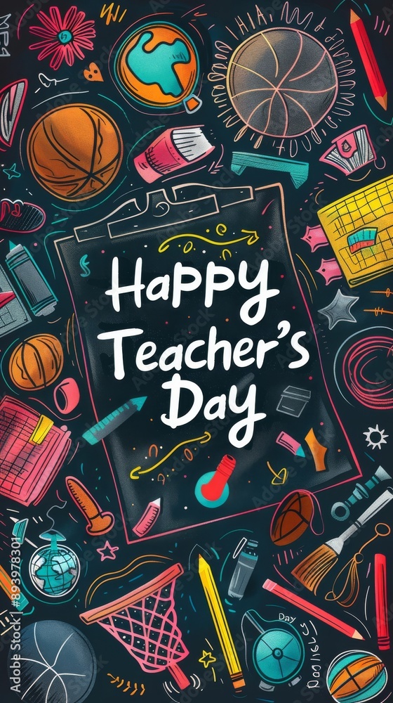 Fototapeta premium Hand drawn teachers' day background