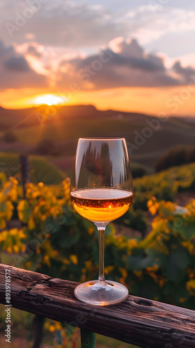 glass of red wine on a vineyard