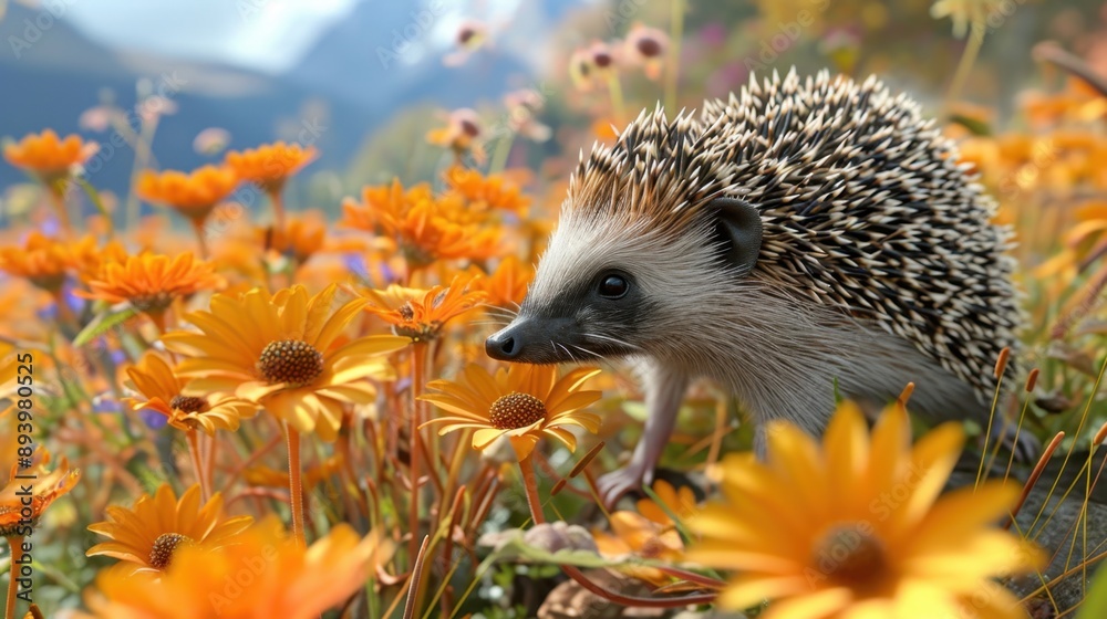 A hedgehog exploring alpine meadows A hedgehog exploring alpine meadows